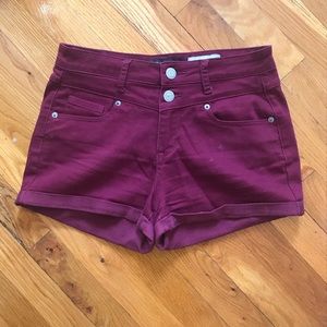 Maroon High Waisted Shorts